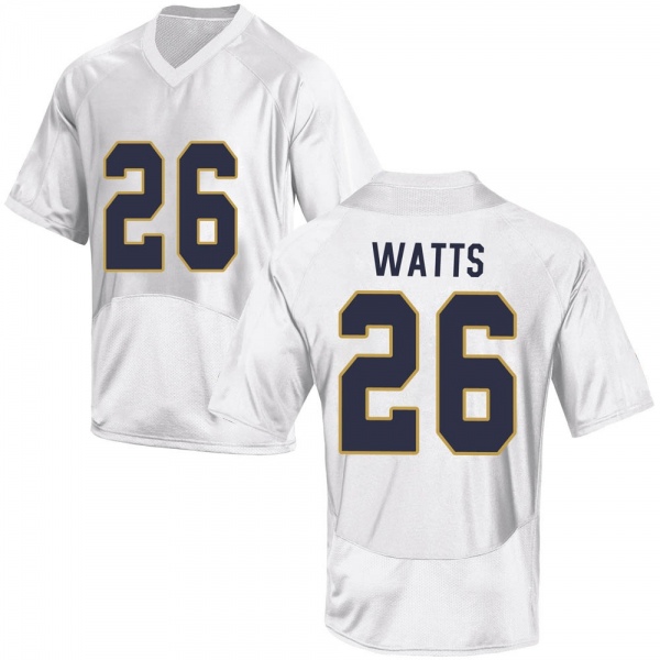 Xavier Watts Notre Dame Fighting Irish NCAA Youth #26 White Replica College Stitched Football Jersey CID0155HI
